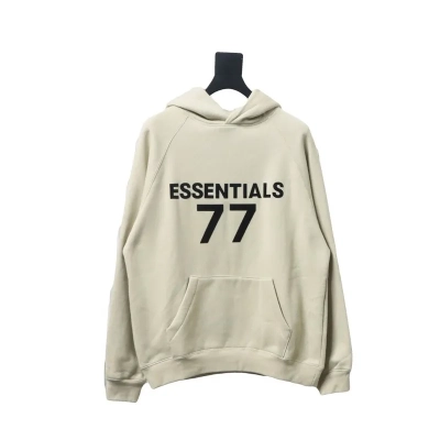 Fear of God FOG essential double line flocked 77 print hooded sweatshirt 01