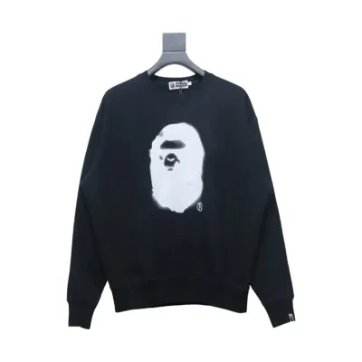 Bape Back Logo Lettering Ape Head Print Crewneck Sweatshirt 'BlackWhite' 01