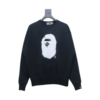 Bape Back Logo Lettering Ape Head Print Crewneck Sweatshirt 'BlackWhite' 01