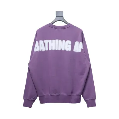 Bape Back Logo Lettering Ape Head Print Crewneck Sweatshirt 'PurpleWhite' 02