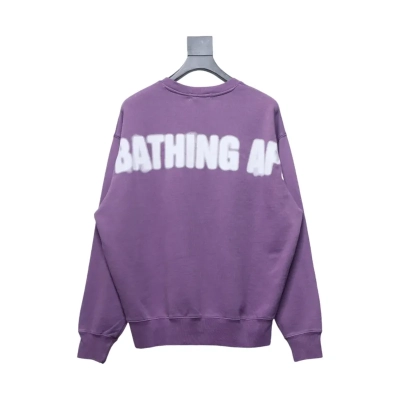 Bape Back Logo Lettering Ape Head Print Crewneck Sweatshirt 'PurpleWhite' 02