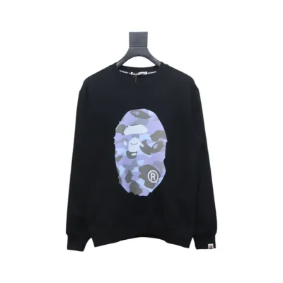 Bape Front And Back Ape Head Print Crewneck Sweatshirt 'BlackBlue' 01