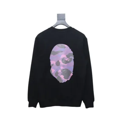 Bape Front And Back Ape Head Print Crewneck Sweatshirt 'BlackPurple' 02