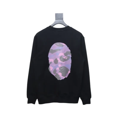 Bape Front And Back Ape Head Print Crewneck Sweatshirt 'BlackPurple' 02