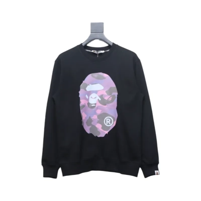 Bape Front And Back Ape Head Print Crewneck Sweatshirt 'BlackPurple' 01