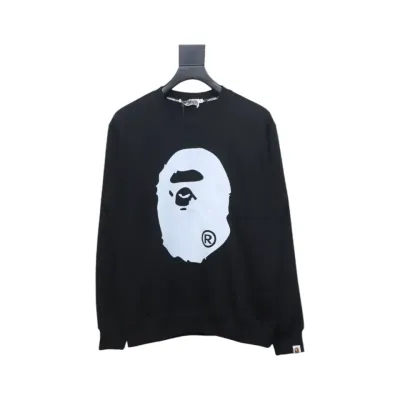 Bape Front And Back Ape Head Print Crewneck Sweatshirt 'BlackWhite' 01