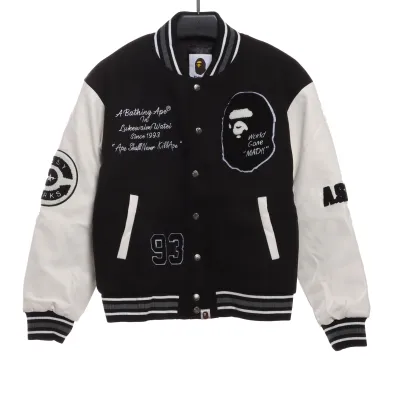 Bape Embroidered Baseball Jacket  Black 01