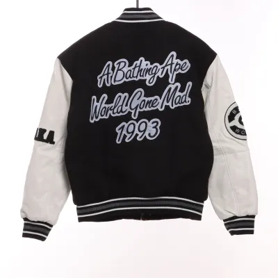 Bape Embroidered Baseball Jacket  Black 02