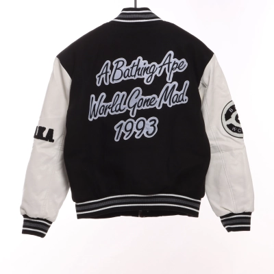 Bape Embroidered Baseball Jacket  Black 02