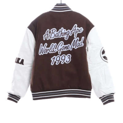 Bape Embroidered Baseball Jacket  Brown 02