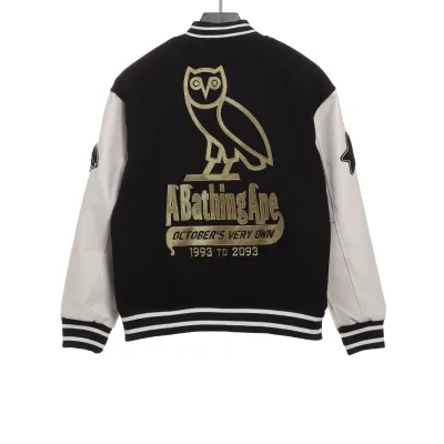 Bape x OVO Varsity Jacket Black  01