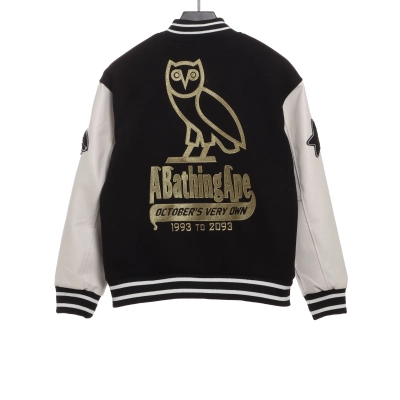 Bape x OVO Varsity Jacket Black  01