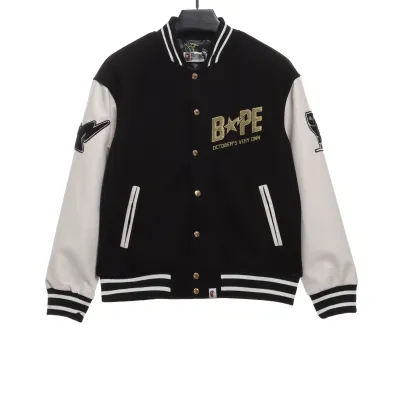 Bape x OVO Varsity Jacket Black  02
