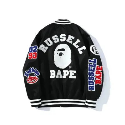 Bape x Russell College Varsity Jacket Black 01
