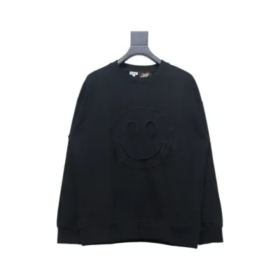Loewe Hollowed-out Smiling Round-neck Hoodie Black 01