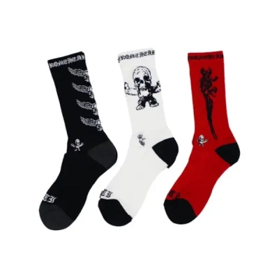 Chrome Hearts Foti Socks Black/White/Red 02