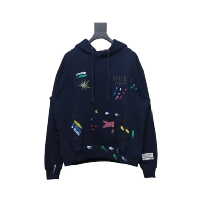 Gallery Dept. Splatter Letter Hoodie Dark Blue 01