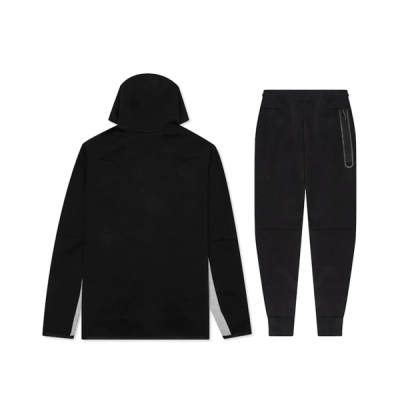 Nike Sportswear Tech Fleece Full Zip Hoodie & Joggers Set Black And Dark Grey Heather 02