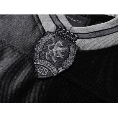 Balenciaga Clothes 3B Silhouette Ribbed V-neck Printed T-shirt Black/Blue/Gray 02