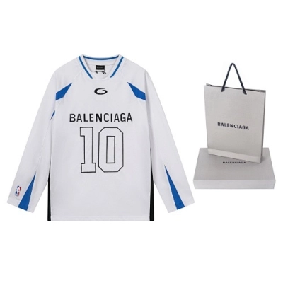 Balenciaga Clothes NBA Collab Health Mesh & Color-Block Long-Sleeve T-Shirt Black/Red/White 02