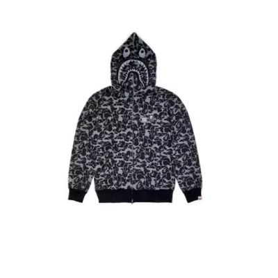 BAPE x Dover Street Market Special Camo Shark Full Zip Hoodie Black 01
