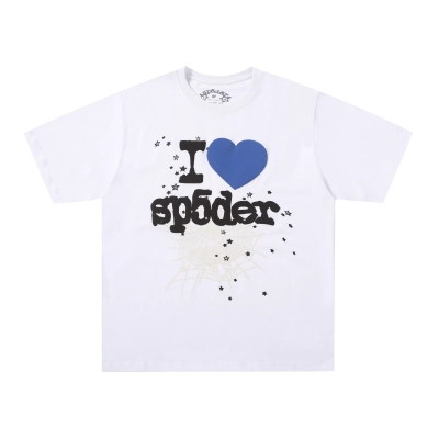 Sp5der T-Shirt T001 white  blue heart 01