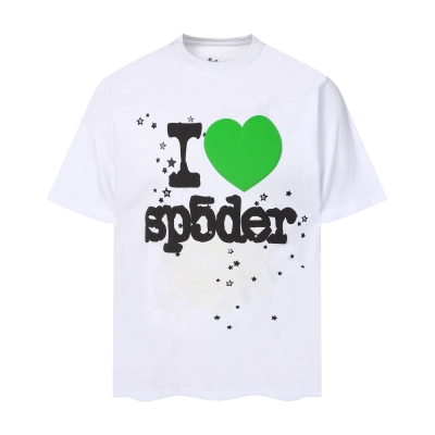 Sp5der T-Shirt T001 white  green heart 01