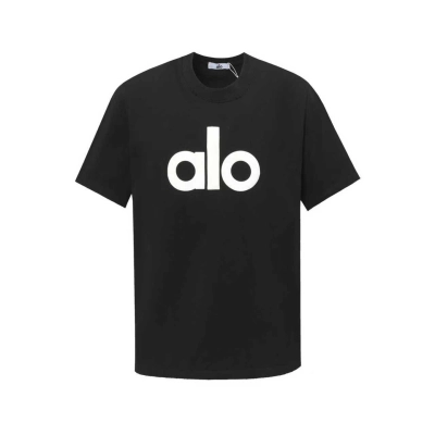 alo yoga T-shirt black（ white large print） 01