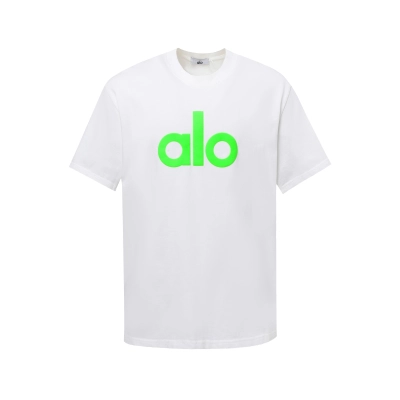 alo yoga T-shirt white（ green large print） 01