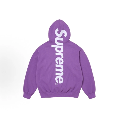 Supreme Satin Appliqué Hoodie Sweatshirt purple 01