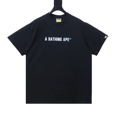 Bape 26ss Classic Red Logo Ape Head Front and Back Printed Short Sleeve T-Shirt black 02