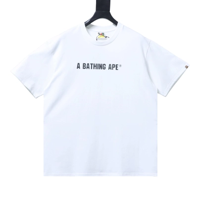 Bape 26ss Classic Red Logo Ape Head Front and Back Printed Short Sleeve T-Shirt White 02