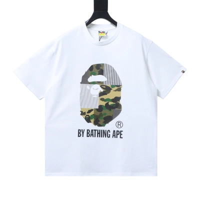 Bape 26ss Patchwork Camo Big Ape Head Letter Print Short-Sleeved T-Shirt 01