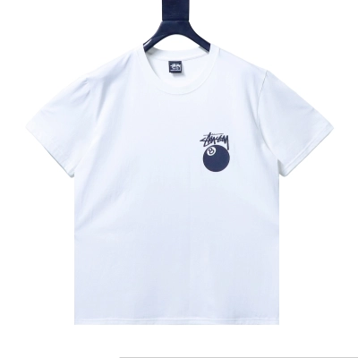 Stussy black 8-ball print short-sleeved  shirt white 02
