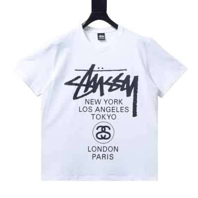 Stussy World Tour Collection Printed Short Sleeve Shirt  ②  white 01