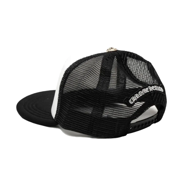 Chrome Hearts Hollywood Cross "King Taco" Trucker Cap Black White