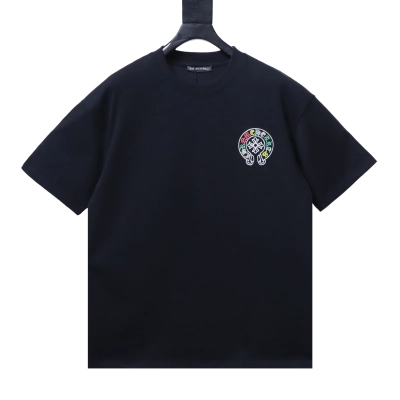 Chrome Hearts Colorful Cross Cluster Embroidered Short-Sleeve T-Shirt black 02