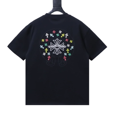 Chrome Hearts Colorful Cross Cluster Embroidered Short-Sleeve T-Shirt black 01