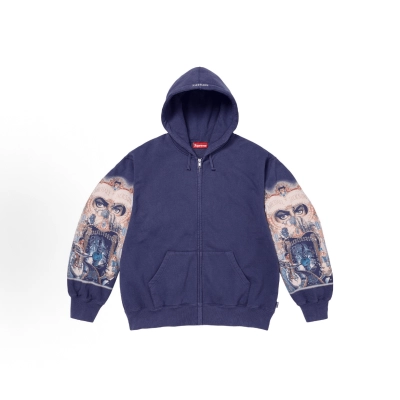 Supreme Michael Jackson Dangerous Zip Up Hooded Sweatshirt  Washed Navy 01