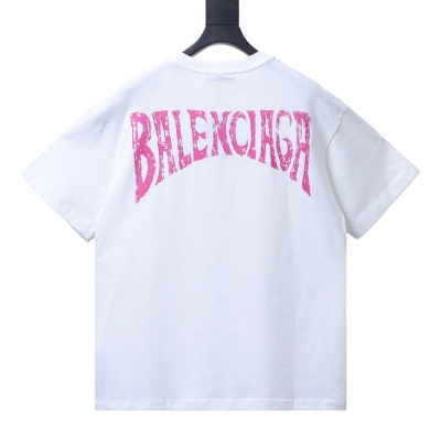 Balenciaga Clothes Paris Beach Nightscape Eiffel Tower Print Short-Sleeve T-Shirt white 02