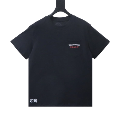 Chrome Hearts CH Vertical American Flag Print Crew Neck Short-Sleeve T-Shirt black 02