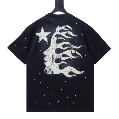 Hellstar Style Sequin Letter Print Short Sleeve Tee 02