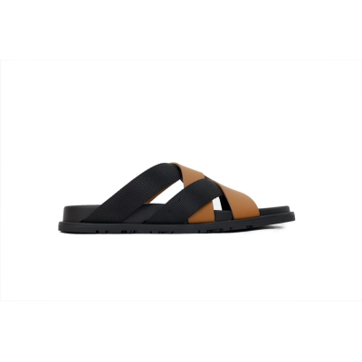 HERMES Coffee Cross Strap Slides 02