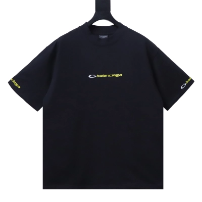 Balenciaga Clothes Cuff Logo Embroidered Short Sleeve T-Shirt 01