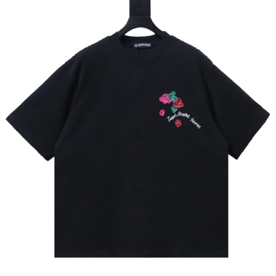 Chrome Hearts  26SS Heavyweight Floral Patch Embroidered Crew Neck T-Shirt black 02