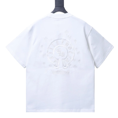 Chrome Hearts Sanskrit Cross Embroidery Crew Neck T-Shirt white 01