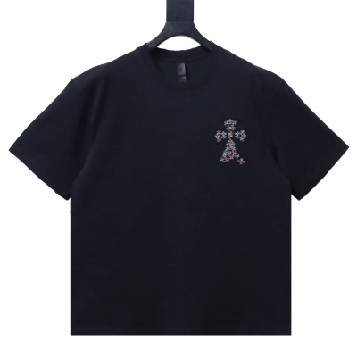 Chrome Hearts CH Colorful Cross Patch Embroidery Short Sleeve T-shirt black 02