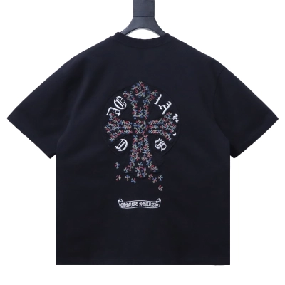 Chrome Hearts CH Colorful Cross Patch Embroidery Short Sleeve T-shirt black 01