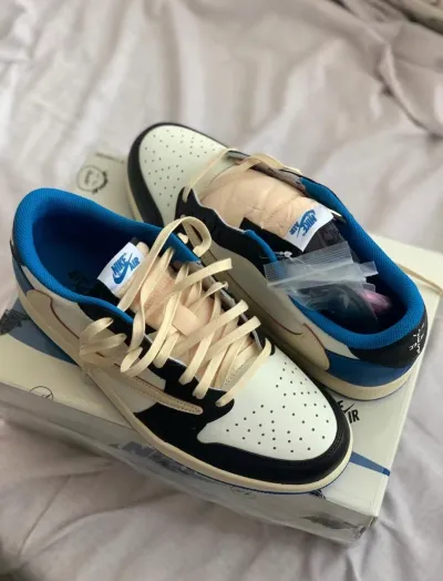 Fragment Design x Travis Scott x Air Jordan 1 Low-DM7866-140(Top version) review Aurora Sherwood 00