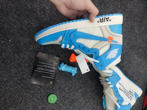 Off White x  Air Jordan 1 High  “UNC” AQ0818-148 （TOP quality） review 